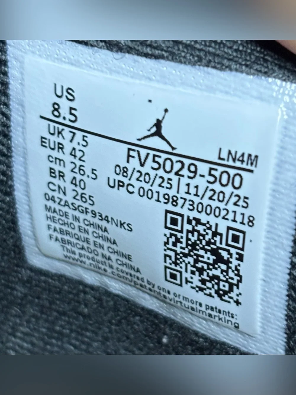 Jordan 4 Retro Lakers 2026 Size 8.5